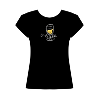 Simply Life • White Wine  Women's Scoop Neck Cap Sleeve Tee on black